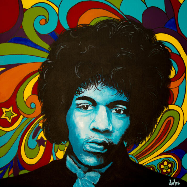 "Jimi Hendrix" - 36" x 36" - Acrylic on Canvas