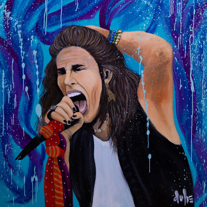 "Steven Tyler" - 48" x 48" - Acrylic, Mixed Media on Wood Panel