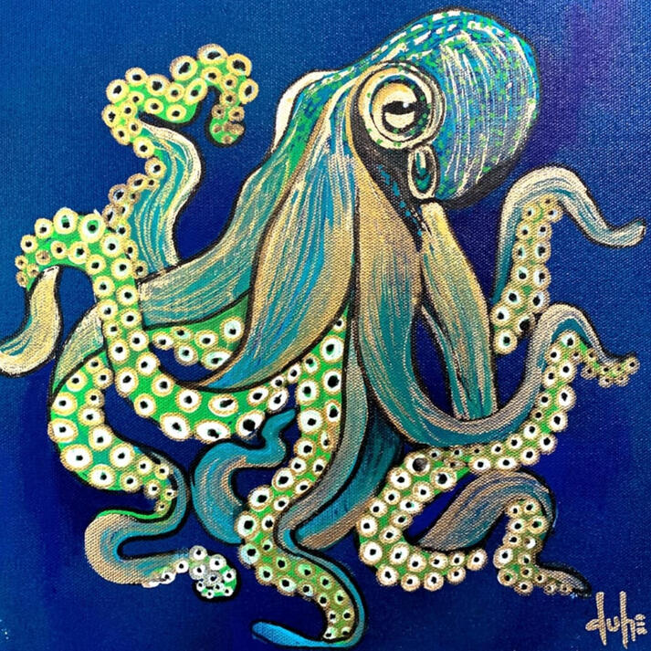 "Octodot" - 12" x 12" - Acrylic on Gallery-Wrapped Canvas