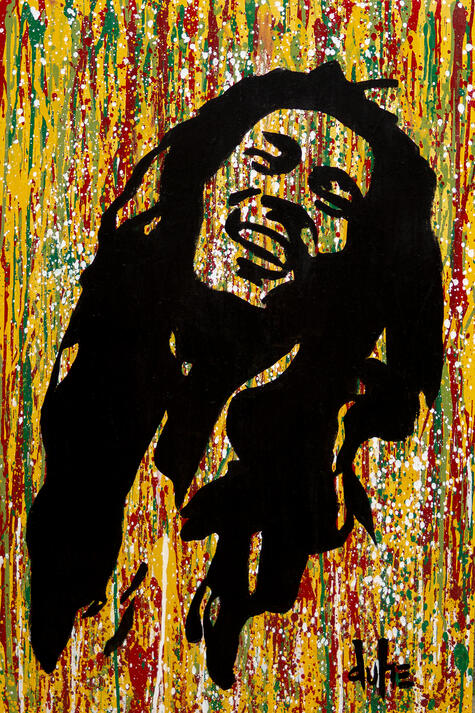 "Bob Marley" - 24" x 36" - Acrylic, Resin Coat on Wood Panel