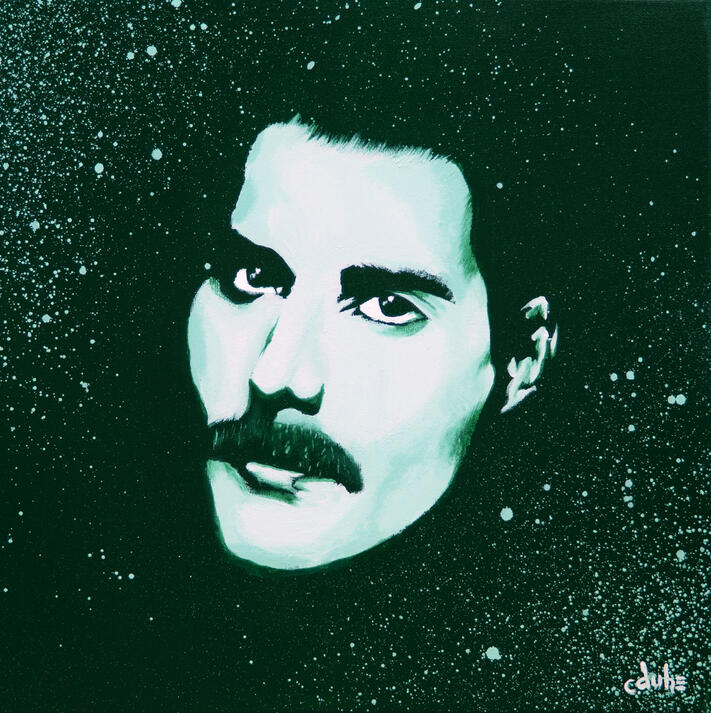 "Freddie Mercury" - 14" x 14" - Acrylic, Resin Coat on Canvas