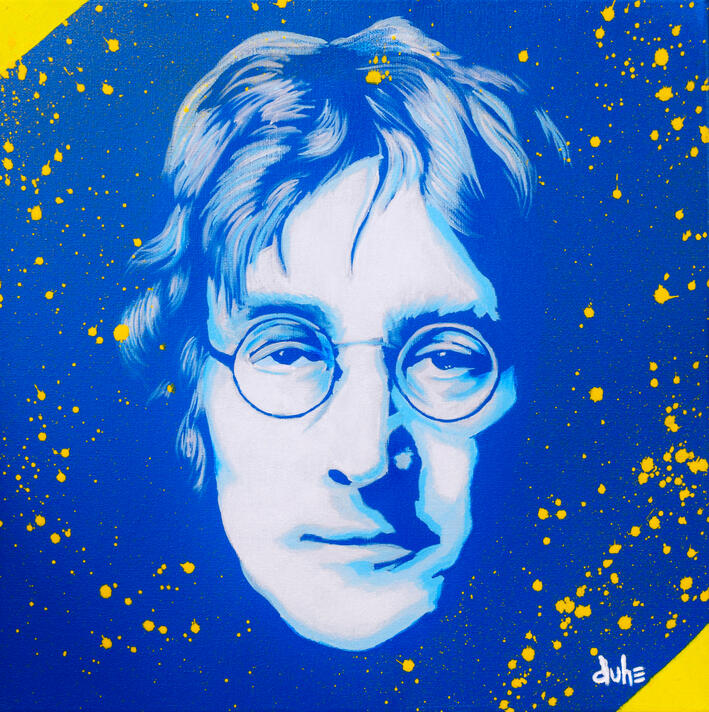 "John Lennon" - 14" x 14" - Acrylic, Resin Coat on Canvas